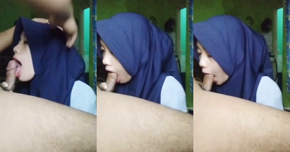 Jilbab Biru Santriwati Penghisap Kontol Handal